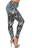 Leggings Depot NEW ARRIVALS Women's Printed Plus Fashion Leggings 3X-4X B2 (Bleu Enchantress)