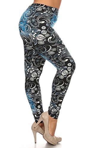 Leggings Depot NEW ARRIVALS Women's Printed Plus Fashion Leggings 3X-4X B2 (Bleu Enchantress)