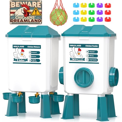 INNOLAND Futterautomat Hühner und Hühnertränke – 12 kg/11 L