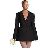 OEUVIGF Satin Bridesmaid Blazer for Women Notch Lapel Button Suit Cocktail Party Dress OE87