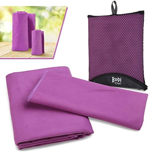 Microfiber Towel – Best Quick Dry Towels For Sports Or Travel – Lightweight, Super Absorbent - Pack For Gym Or Camping (TWIN PACK PURPLE)