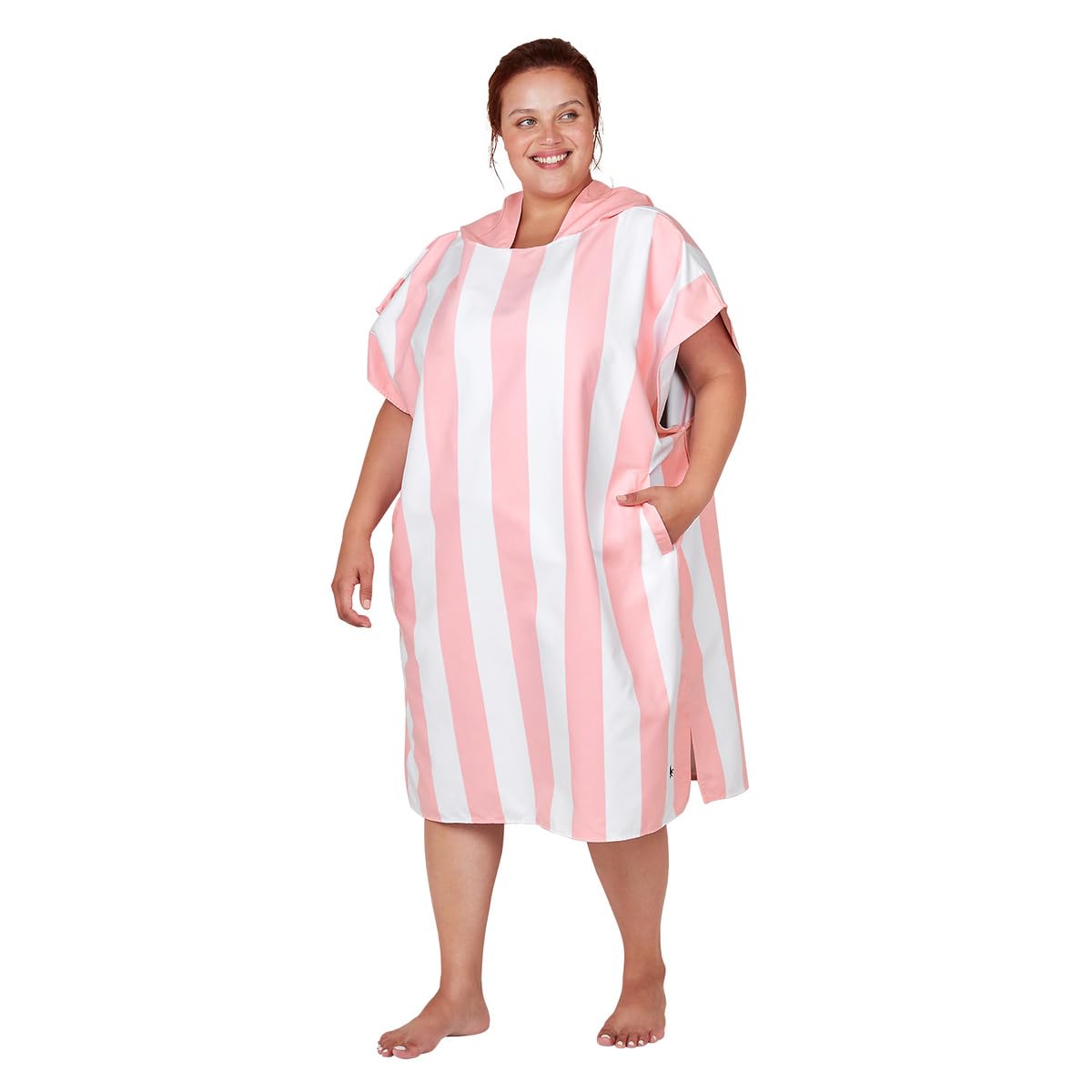 Dock & Bay Adult Beach Poncho - Hooded Towel with Deep Pockets - For Beach & Pool - Super Absorbent, Quick Dry - Cabana - Malibu Pink, Large (105x80cm, 41x31)