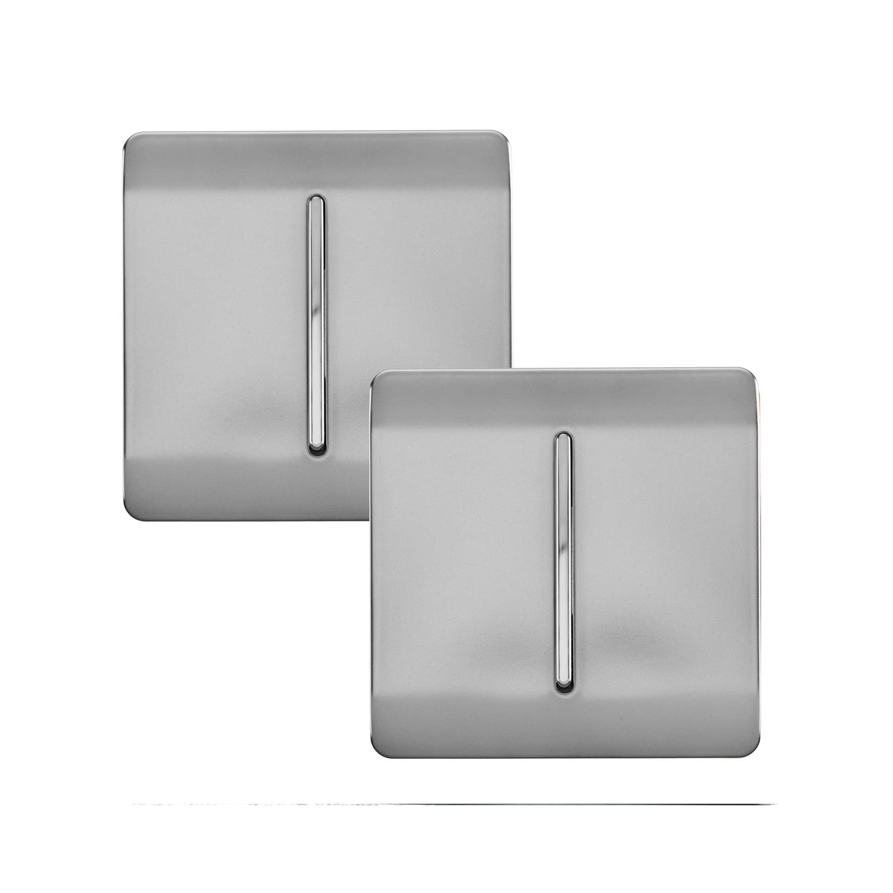 Trendi 1 Gang 2 Way Artistic Modern Glossy 10 Amp Rocker Light Switch Stainless Steel (2 Pack)