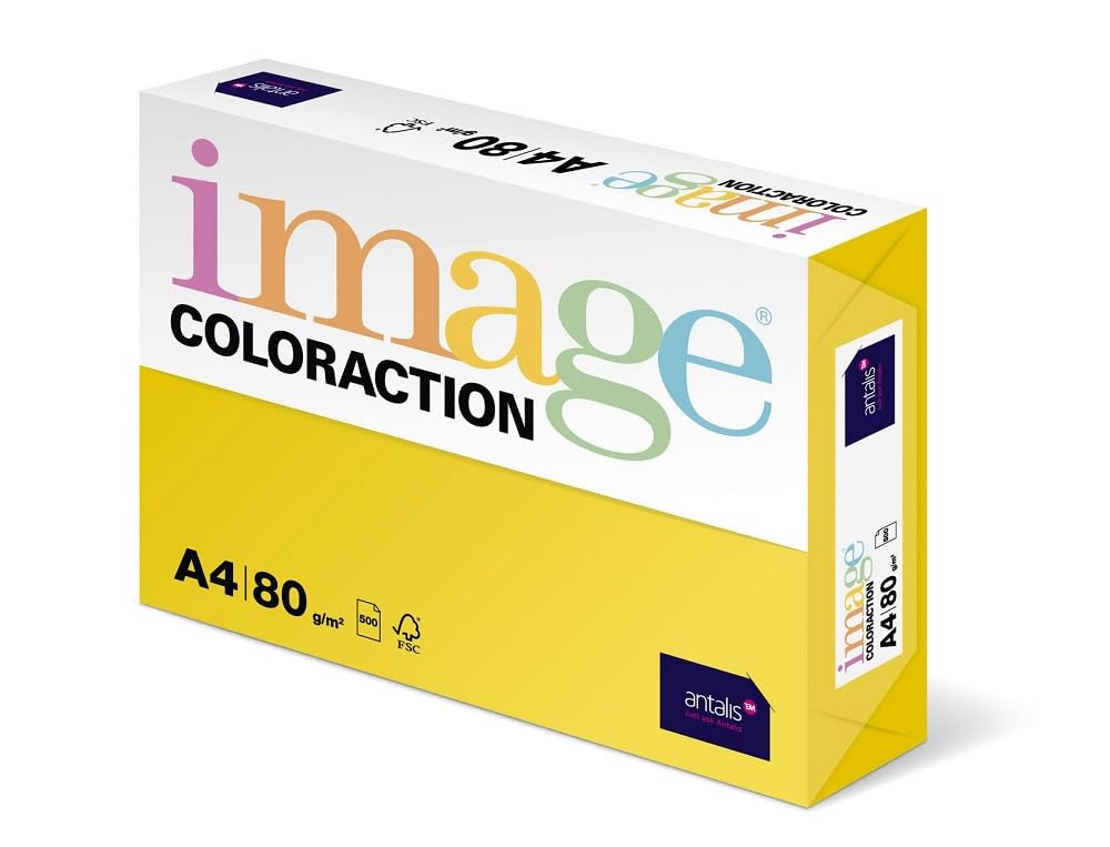 Image Coloraction Canary - Coloured Copier Paper - DIN A4, 210 x 297 mm, 80 g/m² - Colourful, Wood-Free Printer Paper for Copiers - 500 Sheets - Canary Yellow