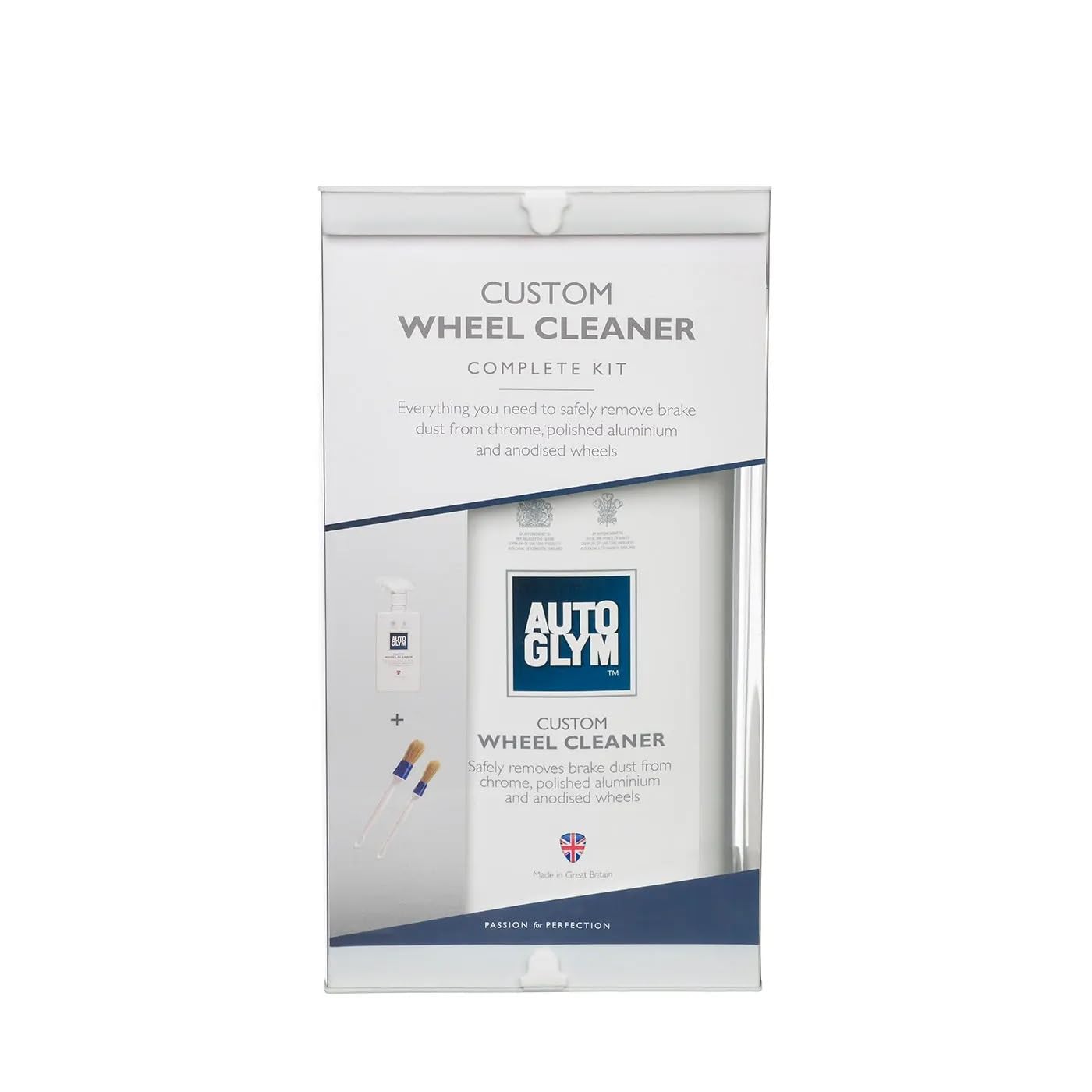 Autoglym Custom Wheel Cleaner - Premium Car Care Kit Comes with (500ml) Acid-Free Car Wheel Cleaner Spray and (2) Soft Car Wheel Cleaning Brushes