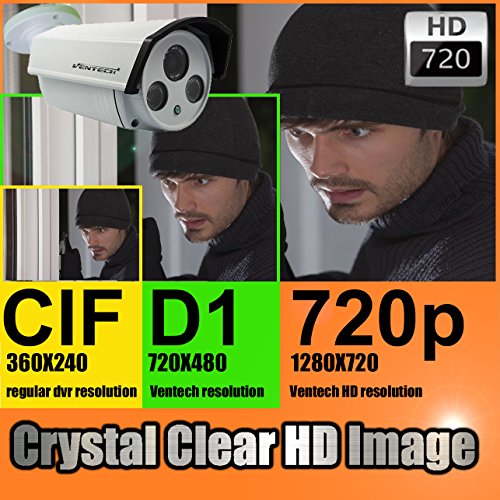 Ventech HD 1080p ((2 Power IR LED)) Awesome Quality Video CCTV cmos 2mp Bullet Camera Home Security Day/Night Infrared Night Vision Indoor