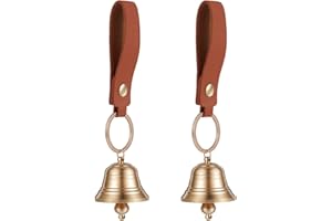 CRAFTYMELODY 2Pcs Brass Hanging Bell Gold Home Small Hanging Bell for Door Knob Garden Christmas Decor Shopkeepers Bells with