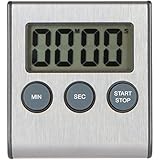 B2B Professional Stainless Steel Digital Kitchen Timer, Cooking Food, Magnetic Back, Retractable Stand, Bonus: AAA Battery Included