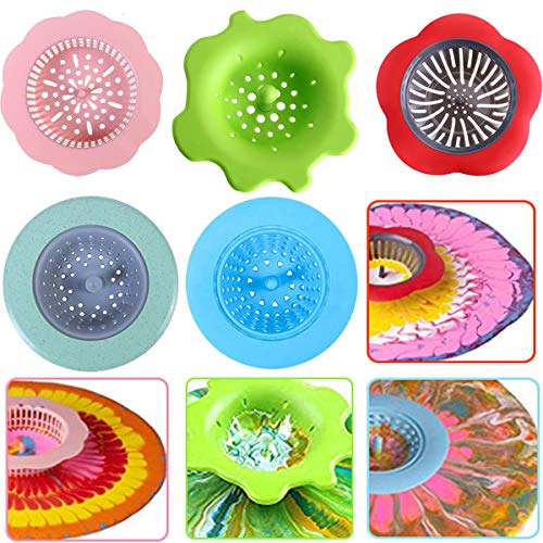 MeiMeiDa 75pcs Acrylic Pouring Art Supplies Kit - 5pcs Flower Acrylic Pouring Painting Strainers, 5pcs Plastic Cups, 50pcs Wood Stir Sticks, 5 Pairs of Latex Gloves, 10pcs Pipettes