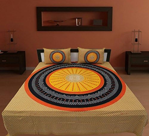 traditional mafia Old Classic Collection 100% Pure Cotton Printed Double Bedsheet with 2 Pillow Covers, King, Brown/Multicolor