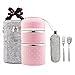 Stainless Steel Food Containers-Stacking 2 Tier Vacuum Lunch Box/Food Carrier/Bento/Food Container (Pink)