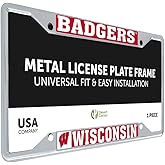 Desert Cactus University of Wisconsin Car Accessories Badgers Metal License Plate Frame and Tag Holder for Front or Rear of Car (Mascot)