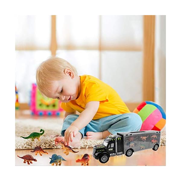 Dinosaur Truck Toy, Dinosaur Truck Set with 6 Mini Dinosaurs Educational Kids Truck Toy Car for Children Boys Girls