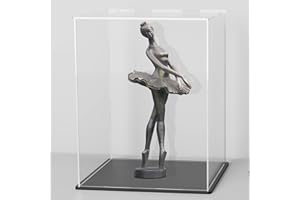 SVENJBB Acrylic Display Case, 6x6x7.8 Inch Rectangle Acrylic Boxes for Display, Clear Display Cases with Matte Black Base and Lid for Collectibles and Figures