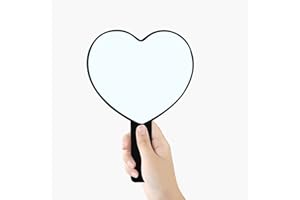 TBWHL Heart-Shaped Travel Handheld Mirror, Cosmetic Hand Mirror with Handle (Black, 1Pack)