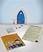 The Irish Fairy Door Company - Blue Arched Door - Includes Magic Key in a Bottle, 3 Stepping Stones, Fairy Lease Agreement, Notepad, and Fairy Welcome Guide