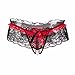 GBSELL Women Sexy Lace Bowknott V-String Briefs Panties Thongs G-String Bikini (New Red)