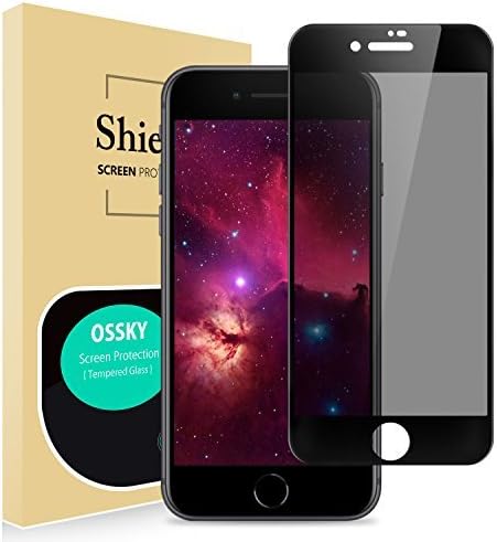 iPhone 8/7/6/6s Privacy Screen Protector, OSSKY iPhone 8/7/6/6s 3D Curved Anti - Spy Full Coverage Unbreakable Tempered Glass Screen Cover Shield for Apple iPhone 8/7/6/6s, 4.7 inch - Black