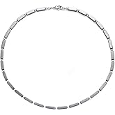 BIYONGDE Mens Stainless Steel Beaded Bar Link Chain Necklace, Futuristic and Minimalist Style Chocker Necklace