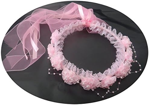 YoumeHome Wedding Flower Girl Headpiece Floral Crown to Match Flower Girl Dress (Pink)