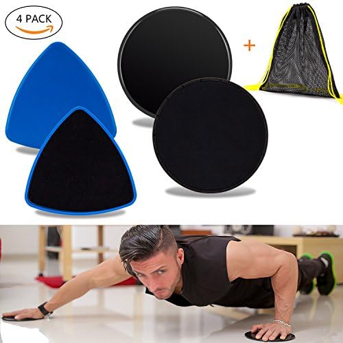 UJoylify Exercise Sliders, Agility Carpet Sliders - Hardwood Sliders - Gliding Discs - Exercise Core Sliders with Carry Back Bag for Abdominal Trainer, Enhancing Coordination of Body (Blue &amp; Black)