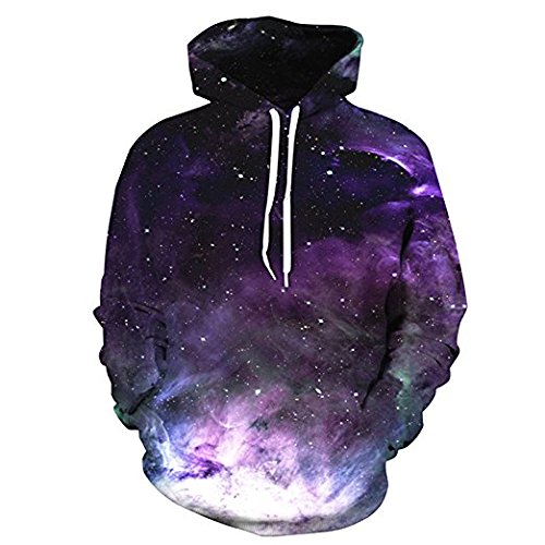Youvimi Unisex 3d Printed Drawstring Pockets Pullover Sweatshirt Hoodie Hooded Sweatshirt (XXL/XXL, Starpurple)
