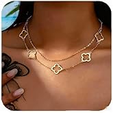 Gold Charm Necklace For Women Star Pearl Charms Pendant Neckalces Dainty 14K Gold Plated Summer Beach Ocean Jewelry Gifts