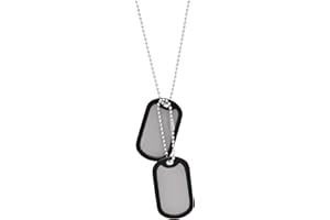 Paialco Stainless Steel Dog Tags Military Set Complete with Chains & Black Silencers