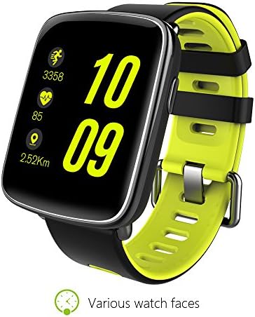 1.54 inch Smart Watches Bluetooth 4.0Ver Pedometer Heart Rate Monitor 3M IP68 Water-Resistant Bluetooth Watches Compitable for iOS and Android Smartphones AGOLUO(Green)
