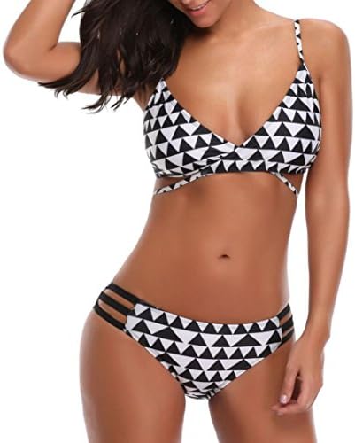 Hmeng Two Piece Bikini Swimsuit, Women Boho Print Push-Up Padded Bra Beach Bikini Set Swimsuit Stripe Swimwear Beach Suit Bikini Sets for Women Bikini Trimmer Women Bikinis for Ladies