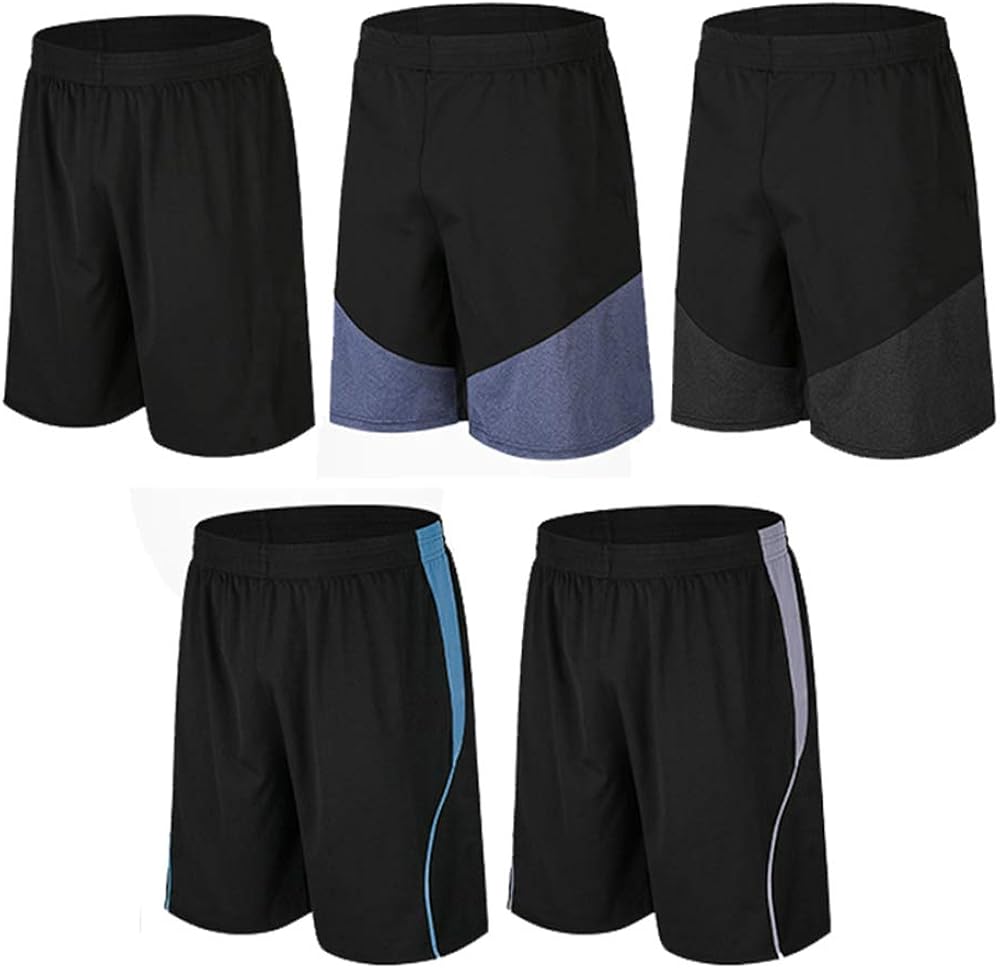 BUYJYA Men's Active Athletic Shorts 5 Pack for Workouts Basketball Football Badminton Exercise Training Running: Clothing