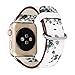 MagicFeel Floral PU Leather Apple Watch Band 38mm, Replacement Strap Wrist Watch Band for Apple Series 1 Series 2 Series 3 2017 (White with Grey Flower-38mm)