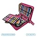 YOUSHARES 200 + 16 Slots Pencil Case & Extra Pencil Sleeve Holder - Bundle for Prismacolor Watercolor Pencils, Crayola Colored Pencils, Marco Pens and Cosmetic Brush (216 slots Red) Pink
