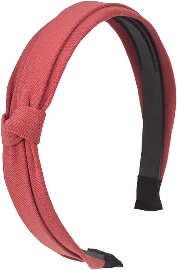 HYSGM Women Casual Solid Headband for Girls Hairband Bow Knot Wide-Brimm Headwrap Hair Band (Red)