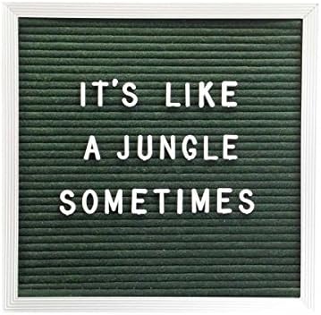 10" x 10" Changeable Green Letter Board Set w/ 290 PC Letters + Numbers: Forest Green Felt w/ Silver Aluminum Frame