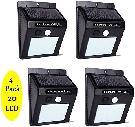 Solar Lights,20 LED Bright Weatherproof Heatproof Wireless Security Outdoor light Motion Sensor Wall Light,Suitable for Outdoor wall,Pathway,Garden,Step,Yard,Deck (4-Pack)
