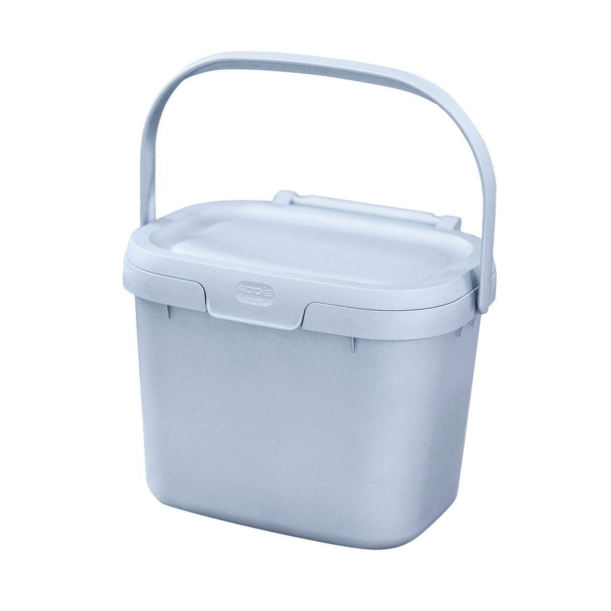 Addis 518384 Eco 100% Plastic Everyday Kitchen Food Waste Compost Caddy Bin, 4.5 Litre, Recycled Light Grey