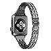 Secbolt Bling Bands Compatible with Apple Watch Band 42mm(Series 3) 44mm 45mm 46mm 49mm Women iWatch SE Series 10 9 8 7 6 5 4 3 2 1, Dressy Jewelry Metal Wristband Strap Diamond Rhinestone, Black