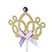 24 Packs Glitter Purple Diamond Gold Cupcake Topper Crown Princess Purple Bow Cake Dessert Birthday Anniversary Decoration