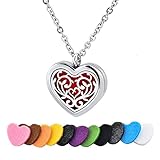 Long Way Stainless Steel Essential Oil Diffuser Necklace Air Freshener Aromatherapy Locket Pendant Necklace With Chain&Pads