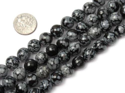 10mm Round Snowflake Obsidian Beads Strand 15" Jewelry Making Beads