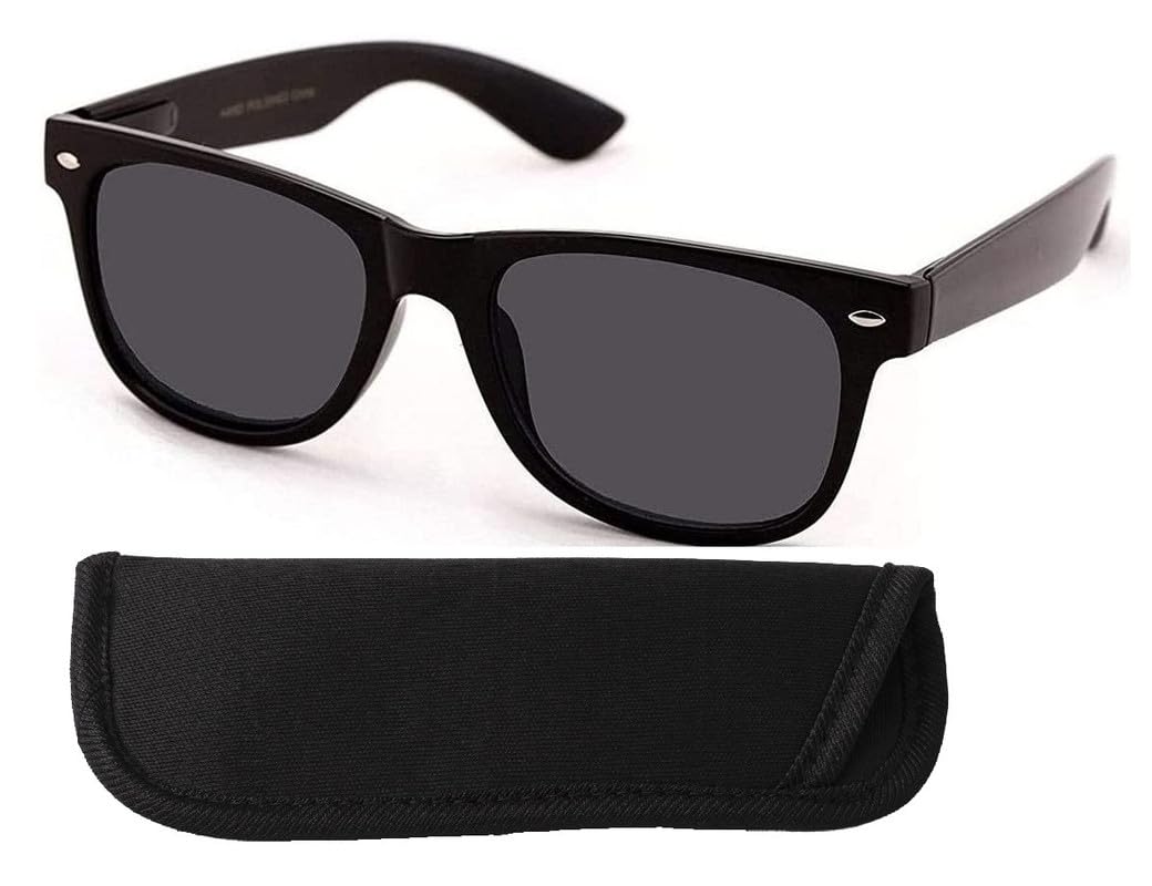 I-Sential Reading Sunglasses Black Tinted Sun Readers Glasses Flex Temples UV400 Lens Mens Womens Retro Classic & Case 1.75