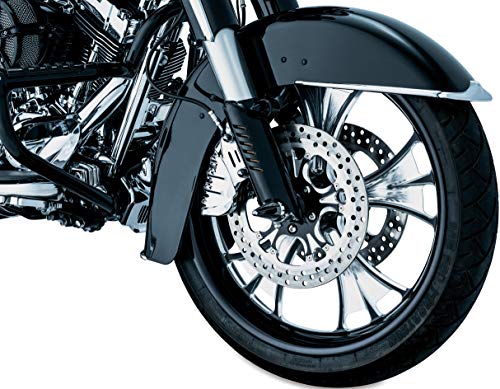 Kuryakyn 7209 Motorcycle Accent Accessory: Lower Fork Leg Deflector Shields with Fender Boss Covers for 2000-13 Harley-Davidson Motorcycles, Gloss Black, 1 Pair