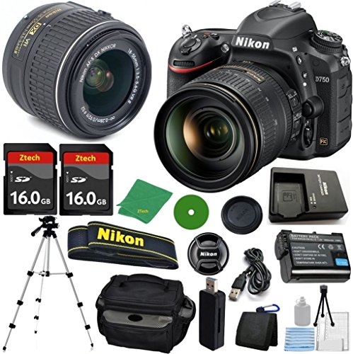 Nikon D750 Digital SLR - International Version (No Warranty), 18-55mm f/3.5-5.6 DX VR, 2pcs 16GB ZeeTech Memory, Camera Case Nikon D750 Digital SLR - International Version (No Warranty), 18-55mm f/3.5-5.6 DX VR, 2pcs 16GB ZeeTech Memory, Camera Case
