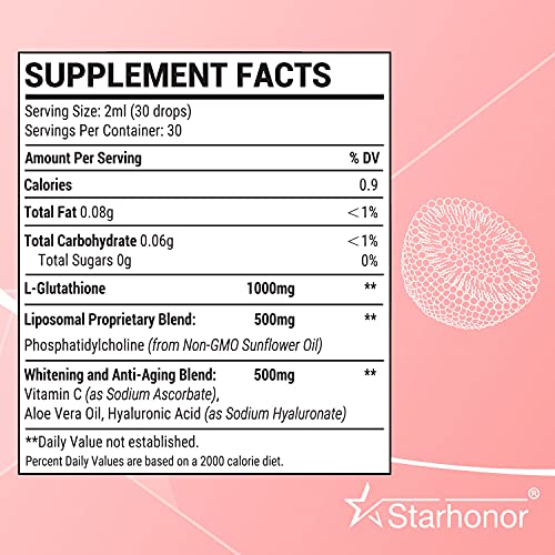 Liposomal Glutathione Liquid 1500mg, Starhonor Reduced Glutathione, Non-GMO  Antioxidant Supplement for Enhanced Liver Detox, Cardiovascular, Brain,  Immune Health, and Anti-Aging, 2.0 oz in Dubai - UAE | Whizz Combinations