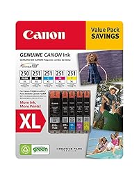 Canon PGI-250XL, CLI-251XL C M Y K Ink Cartridges Value Pack (5 cartuchos)