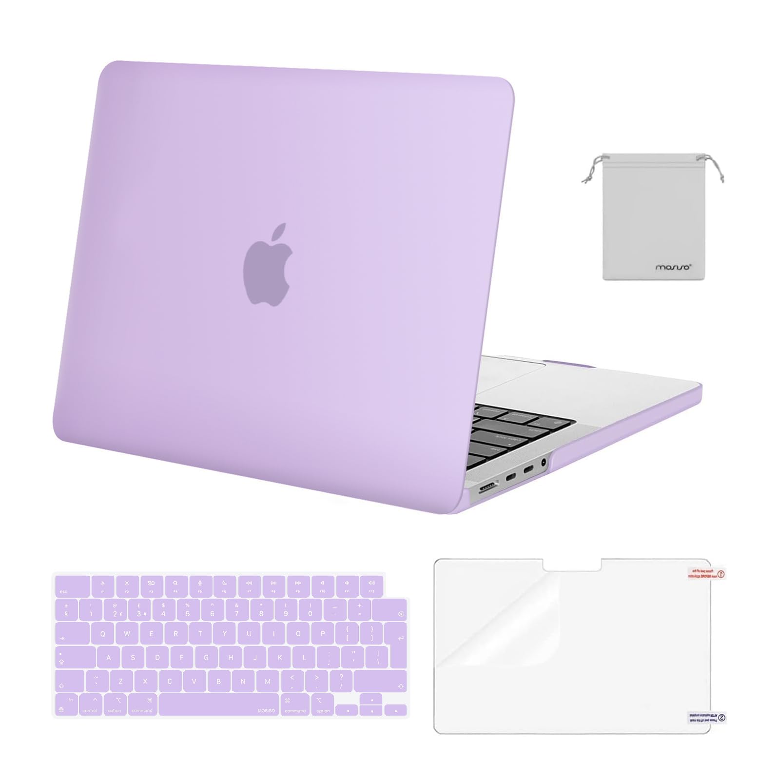 MOSISO Compatible with MacBook Pro 14 inch Case 2026-2021 M5 M4 M3 M2 M1 A3434 A3112 A3185 A3401 A2918 A2992 A2779 A2442, Hard Shell Cover &Keyboard Skin &Screen Protector &Pouch, Light Purple