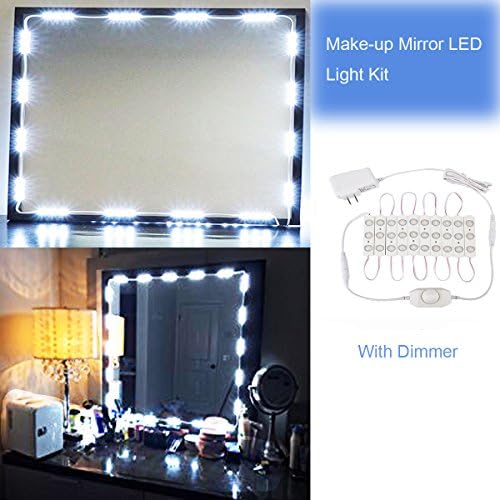 30 LEDs Make Up Mirror LED Light Kit for Cosmetic Makeup Vanity Mirror Dressing Mirror with Power Supply and LED Dimmer Controller