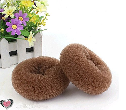 AnHuaÂ®2PCS Dark Brown Extra Large Hair Styler Tool Donut Bun Maker Former Doughnut Shaper Ring Styling Roll Updo 10cm