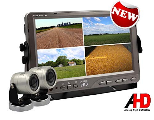 High Definition Backup Camera System, AgCam 9in Quad Backlit LED Monitor w/2 Cameras. Waterproof Rear View System Perfect for Tractors, Cattle, Trailers, Campers & Construction Equipment. Made in USA